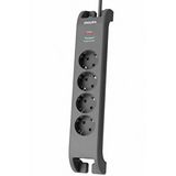 Philips Spn3140a/62 4'Lü Akım Korumalı Priz, 2400 Joule, 2 M Kablo, Çocuk Korumalı, Anahtarlı, Gri