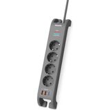 PHILIPS SPN4140GA/62, 4 Soket, Akım Korumalı Priz, 2400 Joules, 2Mt Kablo, 1xUsb-C PD 20W Hızlı Şarj, 2xUsb-A QC 18W, (Gri)