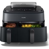 Philips Steam Airfryer 5000 Serisi Çift Sepetli Sıcak Hava Fritözü, Buhar Fonksiyonlu ve 2 Sepet - Steam, Airfry, SteamFry, 9L (3L+6L), RapidAir Plus, Otomatik Buharlı Temizleme (NA550/00)