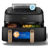 Philips Steam Airfryer 5000 Serisi Çift Sepetli Sıcak Hava Fritözü, Buhar Fonksiyonlu ve 2 Sepet - Steam, Airfry, SteamFry, 9L (3L+6L), RapidAir Plus, Otomatik Buharlı Temizleme (NA552/00)