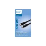 Philips SWV6801/00 Usb-C'den Usb-C'ye Kablo - Thunderbolt 3 Uyumlu, 5k Video Çözünürlük, 40 Gbps Ultra Hızlı Veri Aktarımı, 1.5m - Siyah