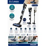 Philips Tek Süpürge 3 Işlem, Otomatik Temizlik, LED Işıklı Başlık (XW9463/11)AQUA Trio 9000 Serisi Islak&kuru Dikey Süpürge, - Siyah