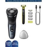 Philips Tıraş Bıçağı ve Tıraş Makinesi Seti - Oneblade Hibrit ve Islak Kuru Bakım Kiti - Mavi - Siyah