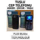Philips Tuşlu Cep Telefonu Asker, Yaşlı, Çocuk Büyük Harfler, Hızlı Arama, Type C Şarj, El Feneri
