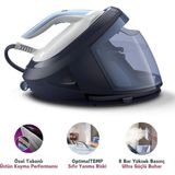 Philips Ultra Güçlü Performanslı Perfectcare 8000 Serisi Buhar Kazanlı Ütü, 600GR/DK Buhar - Özel Tabanlı + Lambader - Mavi
