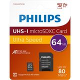 Philips Ultra Speed 64GB Microsd Kart – Uhs-I U1 | Class 10 | 80MB/S | Sd Adaptörlü