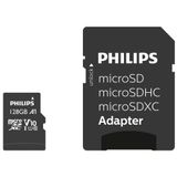 Philips Ultra Speed microSDXC Card 128 GB + SD adaptörü UHS-I U1, okuma hızı 80 MB/sn'ye kadar, A1 hızlı uygulama performansı, V10, akıllı telefonlar, tablet, bilgisayar, kart okuyucu, Full HD video