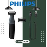 Philips Vücut Bakım 3000 Serisi Duşa Uygun, Hassas Bölge ve Vücut Tıraş Makinesi Vücut Bakım Seti Pürüzsüz Vücut Bakımı, Hassas Bölgelerde Bile Güvenli - Siyah