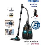 Philips XB9185 + Turbo Başlıklı Marathon Ultimate Toz Torbasız Süpürge– Hepa 13 Filtre, Powercyclone 10, Toz Bulutu Olmadan Hazne Boşaltma, Sessiz Güçlü Performans - Antrasit