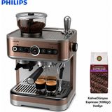 Philips Yarı Otomatik Espresso Makinesi, Çift Çekirdek Hazneli Öğütücülü Yapı, 58 mm Portafiltre, Buhar Çubuğu ve Ev Tipi Barista Deneyimi Yüksek Performans, Kompakt Tasarım, Kolay Temizlik ve Keyifli Günlü - Altın - Siyah