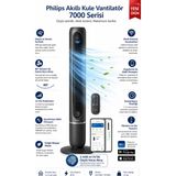 Philips Yeni Ürün 7000 Serisi Akıllı Kule Vantilatör – 2.440 M³/sa Güçlü Hava Akışı, 80° Geniş Salınım, Ultra Sessiz Çalışma, Air+ Uygulama Kontrolü, 12 Hız Kademesi ve Modern Tasarım