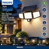 Philips Zylx 8W=50W Solar Led Sensörlü Dış Mekan Duvar Lambası 1000 Lümen 6500K Ip65