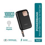 Phixi Force Pw25 10000Mah 22.5W Kendinden Kablolu Magsafe Powerbank - Kablosuz Mini Şarj Cihazı - Dijital Ekran - Taşınabilir Şarj Cihazı