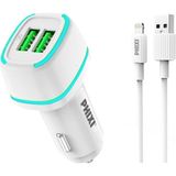 Phixi Force Qcc571l Çift Çıkışlı Fast Lightning Usb Kablolu Araç Şarj Cihazı