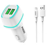 Phixi Force Qcc571t Çift Çıkışlı Fast Type-c Usb Kablolu Araç Şarj Cihazı