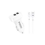 Phixi PCC511T Basic 2.1A Çift Çıkışlı Type-C USB Kablolu Araç Şarj Cihazı