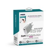 Phixi Ultimate Upd4145 45W Gan Teknolojisi Pd+Usb Girişli Seyahat Şarj Adaptörü