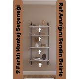 Phobia Solto Home OB4-13 Duvara Monte Modüler 4 Raflı Siyah Metal Kitaplık-Beyaz Duvar Rafı - Reyon - Ofis