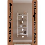 Phobia Solto Home OB4-43 Duvara Monte Modüler 4 Raflı Beyaz Metal Kitaplık-Beyaz Duvar Rafı - Reyon - Ofis