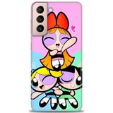 Phoenix Cep HD Baskılı Kılıf + SERAMİK TAM KAPLAYAN EKRAN KORUYUCU 130 Beyaz - Gri Samsung Galaxy S21 FE ile uyumlu