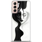 Phoenix Cep HD Baskılı Kılıf + SERAMİK TAM KAPLAYAN EKRAN KORUYUCU 144 Beyaz - Sarı Samsung Galaxy S21 FE ile uyumlu
