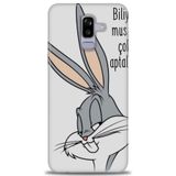 Phoenix Cep HD Baskılı Kılıf + SERAMİK TAM KAPLAYAN EKRAN KORUYUCU 153 Beyaz - Mor Samsung Galaxy J8 ile uyumlu