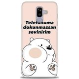 Phoenix Cep HD Baskılı Kılıf + SERAMİK TAM KAPLAYAN EKRAN KORUYUCU 158 Beyaz - Taba Samsung Galaxy J8 ile uyumlu