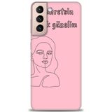 Phoenix Cep HD Baskılı Kılıf + SERAMİK TAM KAPLAYAN EKRAN KORUYUCU 162 Siyah - Beyaz Samsung Galaxy S21 FE ile uyumlu