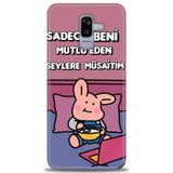 Phoenix Cep HD Baskılı Kılıf + SERAMİK TAM KAPLAYAN EKRAN KORUYUCU 166 Beyaz Kalpler Samsung Galaxy J8 ile uyumlu