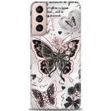 Phoenix Cep HD Baskılı Kılıf + SERAMİK TAM KAPLAYAN EKRAN KORUYUCU 206 Beyaz Çicek Desenli Samsung Galaxy S21 FE ile uyumlu