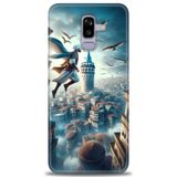 Phoenix Cep HD Baskılı Kılıf + SERAMİK TAM KAPLAYAN EKRAN KORUYUCU 224 Siyah - Beyaz - Gri Samsung Galaxy J8 ile uyumlu