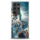 Phoenix Cep HD Baskılı Kılıf + SERAMİK TAM KAPLAYAN EKRAN KORUYUCU 224 Siyah - Beyaz - Gri Samsung Galaxy S23 Ultra ile uyumlu
