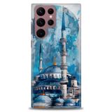 Phoenix Cep HD Baskılı Kılıf + SERAMİK TAM KAPLAYAN EKRAN KORUYUCU 228 Beyaz - Altın - Siyah Samsung Galaxy S22 Ultra ile uyumlu