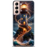 Phoenix Cep HD Baskılı Kılıf + SERAMİK TAM KAPLAYAN EKRAN KORUYUCU 232 Beyaz - Koyu Mor Samsung Galaxy S21 FE ile uyumlu