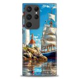 Phoenix Cep HD Baskılı Kılıf + SERAMİK TAM KAPLAYAN EKRAN KORUYUCU 239 Beyaz - Gold Samsung Galaxy S23 Ultra ile uyumlu