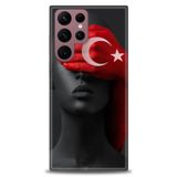 Phoenix Cep HD Baskılı Kılıf + SERAMİK TAM KAPLAYAN EKRAN KORUYUCU 246 Beyaz - Siyah Samsung Galaxy S22 Ultra ile uyumlu