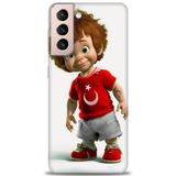 Phoenix Cep HD Baskılı Kılıf + SERAMİK TAM KAPLAYAN EKRAN KORUYUCU 247 Beyaz - Turuncu Samsung Galaxy S21 FE ile uyumlu