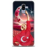 Phoenix Cep HD Baskılı Kılıf + SERAMİK TAM KAPLAYAN EKRAN KORUYUCU 249 Beyaz - Mavi - Altın Samsung Galaxy J8 ile uyumlu