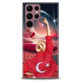 Phoenix Cep HD Baskılı Kılıf + SERAMİK TAM KAPLAYAN EKRAN KORUYUCU 249 Beyaz - Turkuaz - Fuşya Samsung Galaxy S22 Ultra ile uyumlu