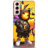 Phoenix Cep HD Baskılı Kılıf + SERAMİK TAM KAPLAYAN EKRAN KORUYUCU 251 Beyaz Desenli Samsung Galaxy S21 FE ile uyumlu