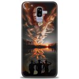 Phoenix Cep HD Baskılı Kılıf + SERAMİK TAM KAPLAYAN EKRAN KORUYUCU 26 Siyah - Açık Mavi Samsung Galaxy J8 ile uyumlu