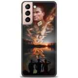 Phoenix Cep HD Baskılı Kılıf + SERAMİK TAM KAPLAYAN EKRAN KORUYUCU 26 Siyah - Kahverengi Samsung Galaxy S21 FE ile uyumlu