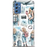 Phoenix Cep HD Baskılı Kılıf + SERAMİK TAM KAPLAYAN EKRAN KORUYUCU 268 Beyaz Çicek Desenli Samsung Galaxy M52 5G ile uyumlu