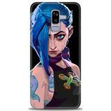 Phoenix Cep HD Baskılı Kılıf + SERAMİK TAM KAPLAYAN EKRAN KORUYUCU 271 Siyah - Açık Mavi Samsung Galaxy J8 ile uyumlu