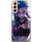 Phoenix Cep HD Baskılı Kılıf + SERAMİK TAM KAPLAYAN EKRAN KORUYUCU 276 Beyaz - Gold Samsung Galaxy S21 FE ile uyumlu