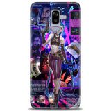 Phoenix Cep HD Baskılı Kılıf + SERAMİK TAM KAPLAYAN EKRAN KORUYUCU 277 Siyah - Fuşya Samsung Galaxy J8 ile uyumlu