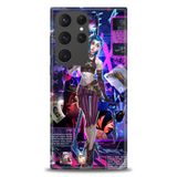 Phoenix Cep HD Baskılı Kılıf + SERAMİK TAM KAPLAYAN EKRAN KORUYUCU 277 Siyah - Fuşya Samsung Galaxy S23 Ultra ile uyumlu