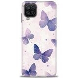 Phoenix Cep HD Baskılı Kılıf + SERAMİK TAM KAPLAYAN EKRAN KORUYUCU 291 Beyaz - Mor - Siyah Samsung Galaxy M12 ile uyumlu