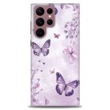 Phoenix Cep HD Baskılı Kılıf + SERAMİK TAM KAPLAYAN EKRAN KORUYUCU 292 Beyaz - Mor - Siyah Samsung Galaxy S22 Ultra ile uyumlu