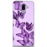 Phoenix Cep HD Baskılı Kılıf + SERAMİK TAM KAPLAYAN EKRAN KORUYUCU 300 Beyaz - Mor Samsung Galaxy J8 ile uyumlu